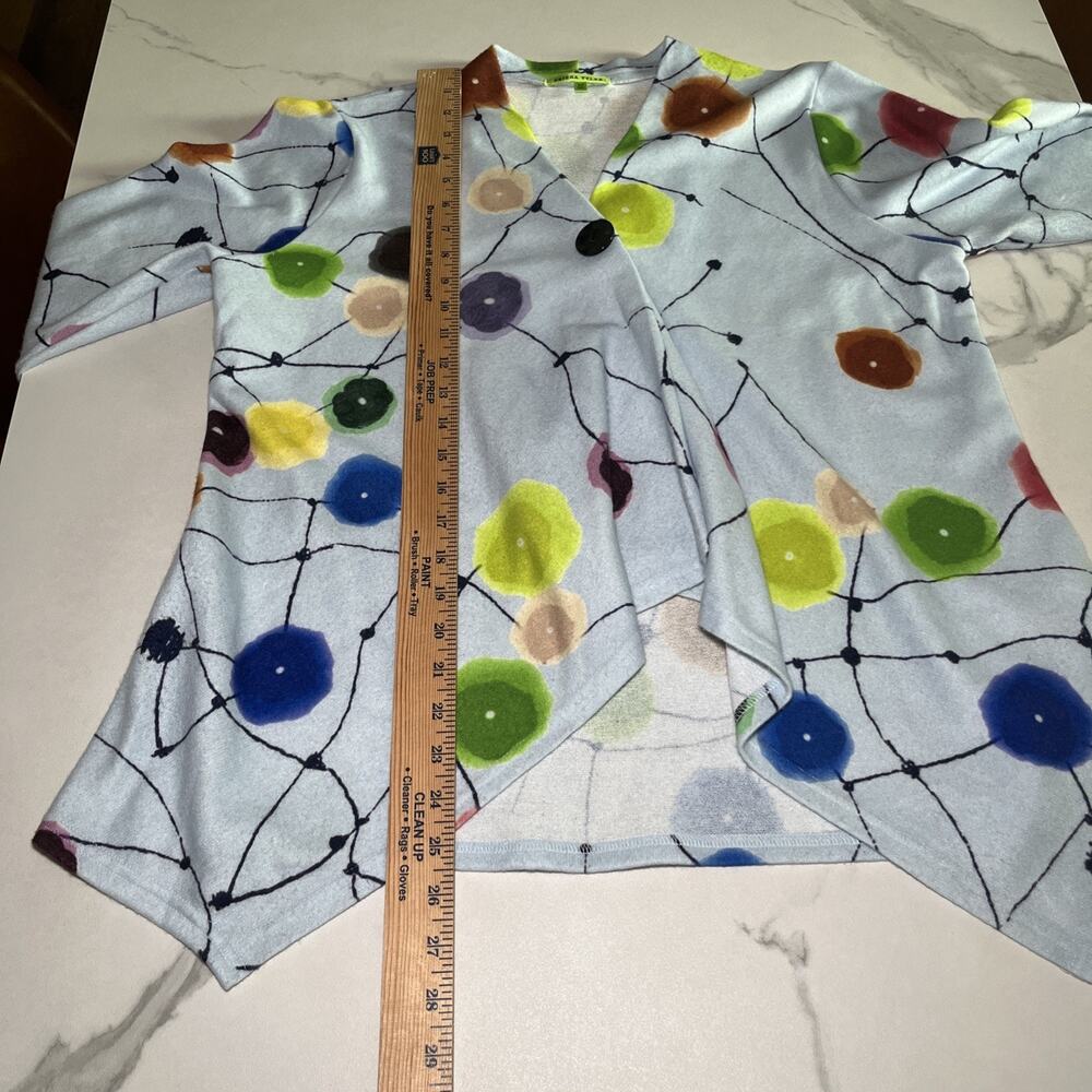 Trisha Tyler Women's Cardigan Sweater Geometric Lagenlook Art To Wear Artsy Sz M - Picture 5 of 10